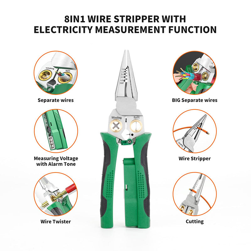 8-in-1 Heavy Duty Wire Stripper Pliers with Voltage Test