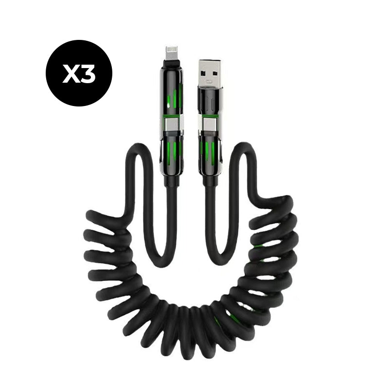 4-in-1 Coiled 240W Rapid Charging Cable