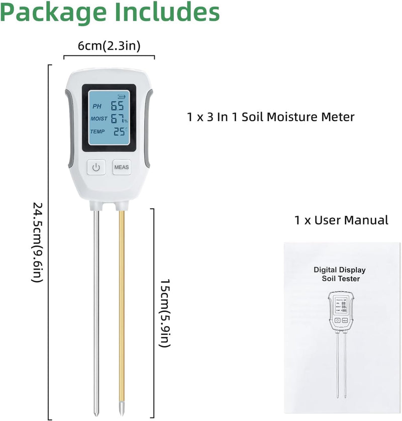 4-in-1 Digital Soil Moisture & PH Meter