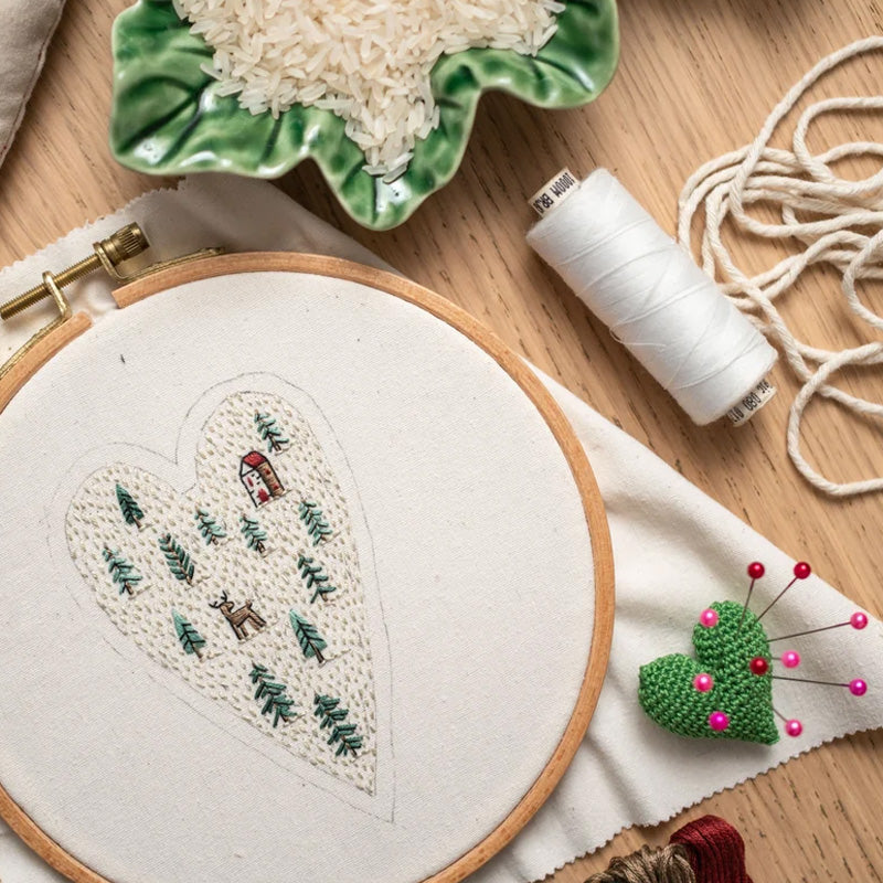 DIY Heart Shaped Hand Embroidered