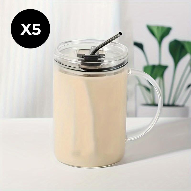 Large Glass Cup withLid & Straw