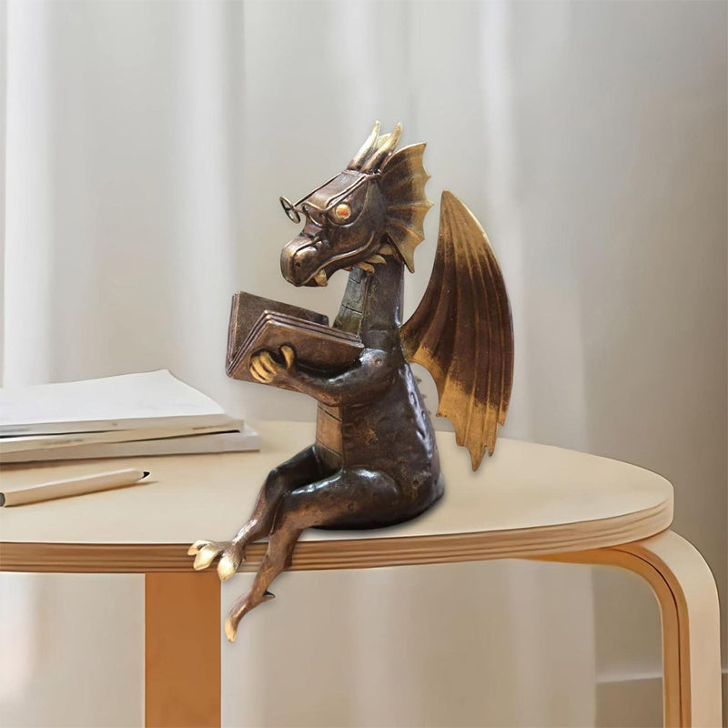 Dragon Reading Book Decorative Statue