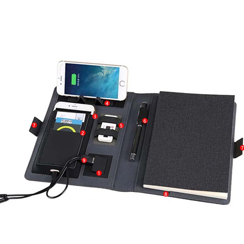 Wireless Charging Multi-Function Portfolio Notebook