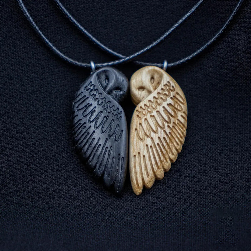 Couple Wooden Owl Pendants