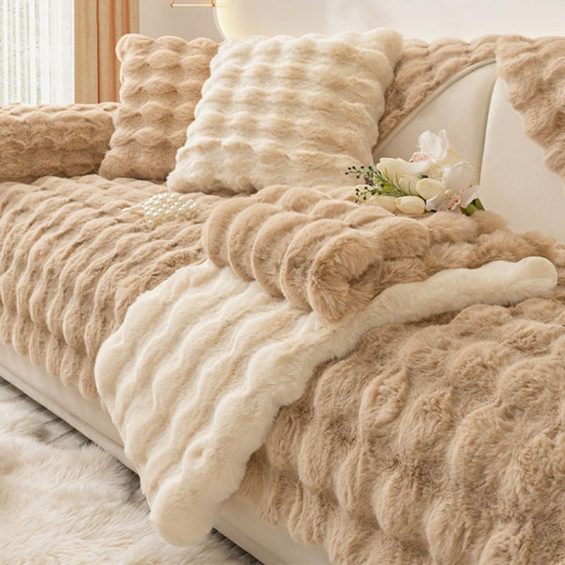 Rabbit Fur Plush Sofa Cushion