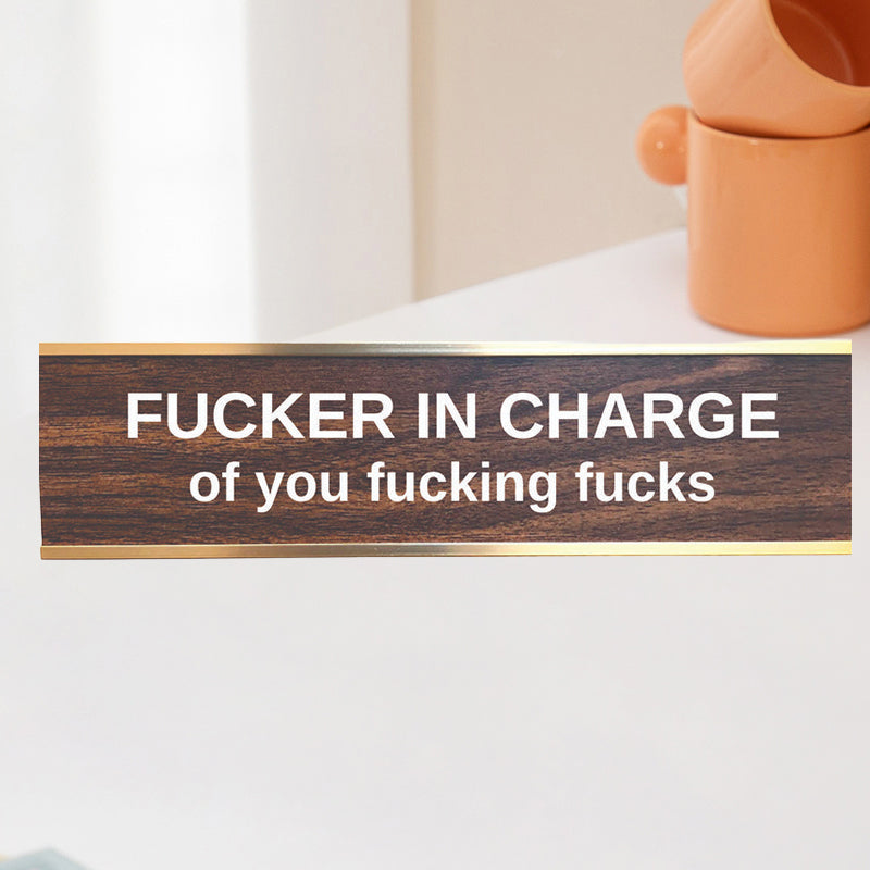 F'er In Charge Of You F'ing F's Desk Sign