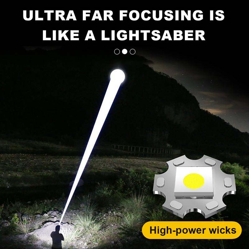 Waterproof Rechargeable Digital Display 2-in-1 Strong Light Flashlight