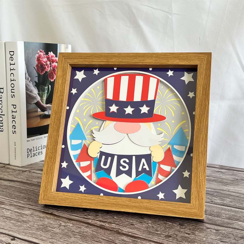 Patriotic Rolled Flower/Gnome Shadow Box