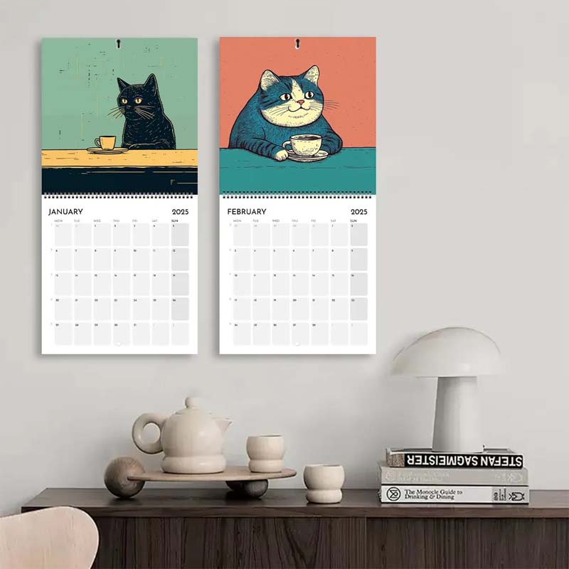 🐈2025 Cat Calendar - 📅Cats Chillin' With Coffee☕