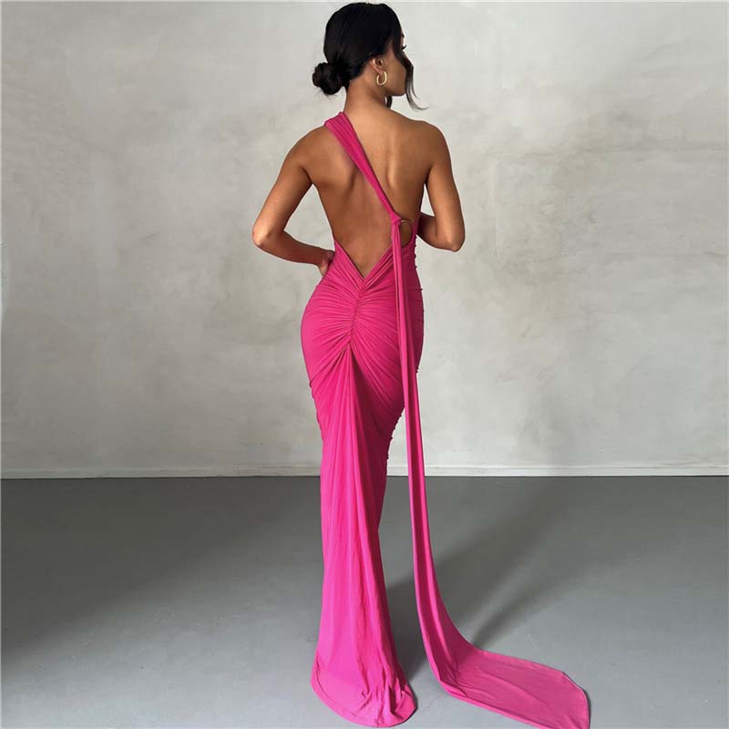 Women's Elegant Backless Halter Neck One-piece Dress