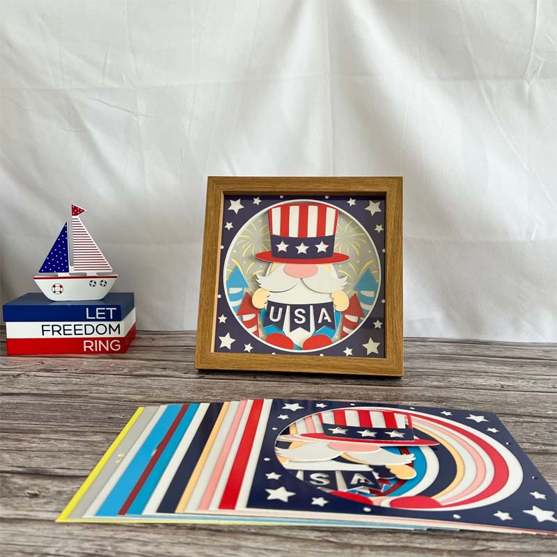 Patriotic Rolled Flower/Gnome Shadow Box