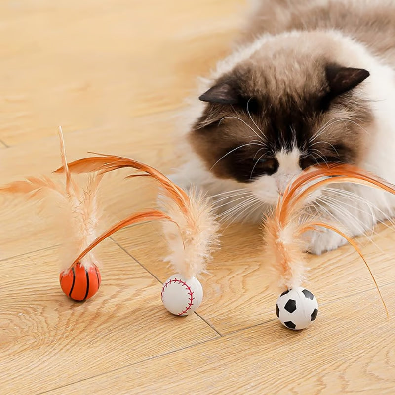 Interactive Feather Ball Toy Set for Cats (3 PCS)