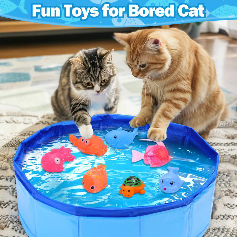 Folding pet pool with toys