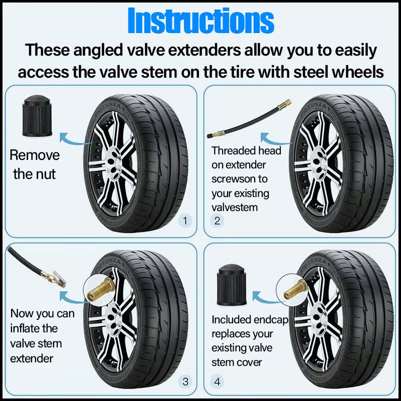 Universal Flexible Tire Valve Extenders