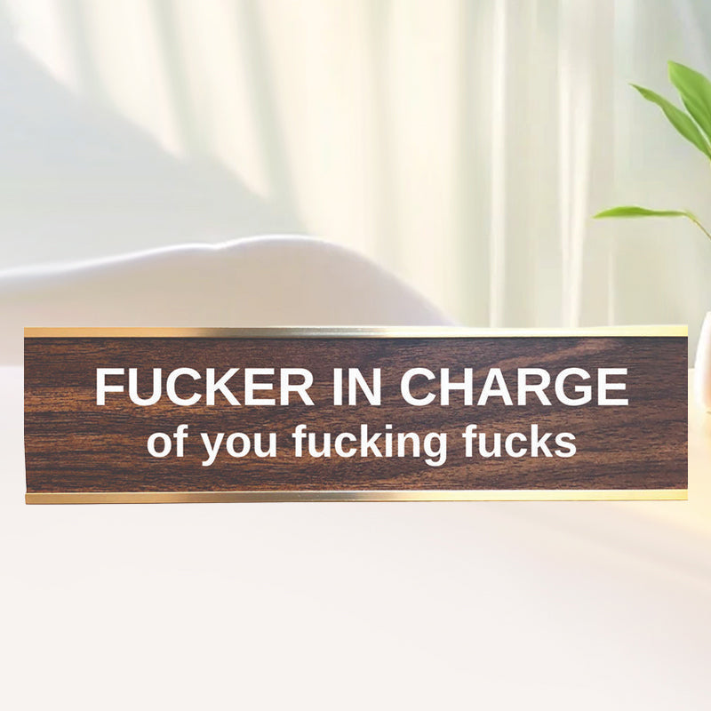 F'er In Charge Of You F'ing F's Desk Sign