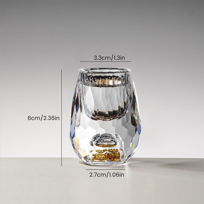 3D Glacier Whiskey Glass Cup Crystal Gold Foil Shot Glasses