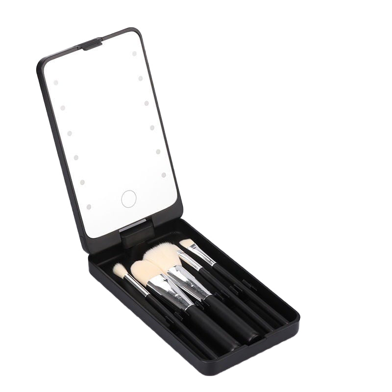 Travel Makeup Brush Set with LED light