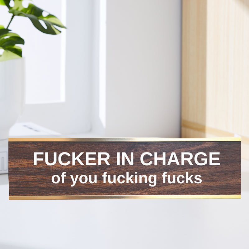 F'er In Charge Of You F'ing F's Desk Sign