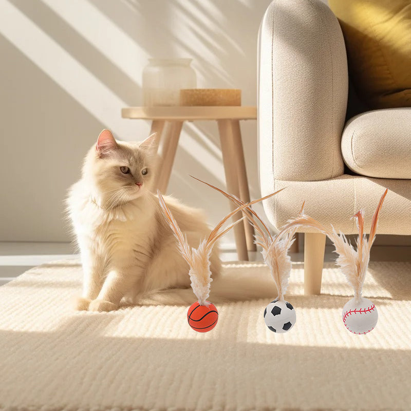 Interactive Feather Ball Toy Set for Cats (3 PCS)