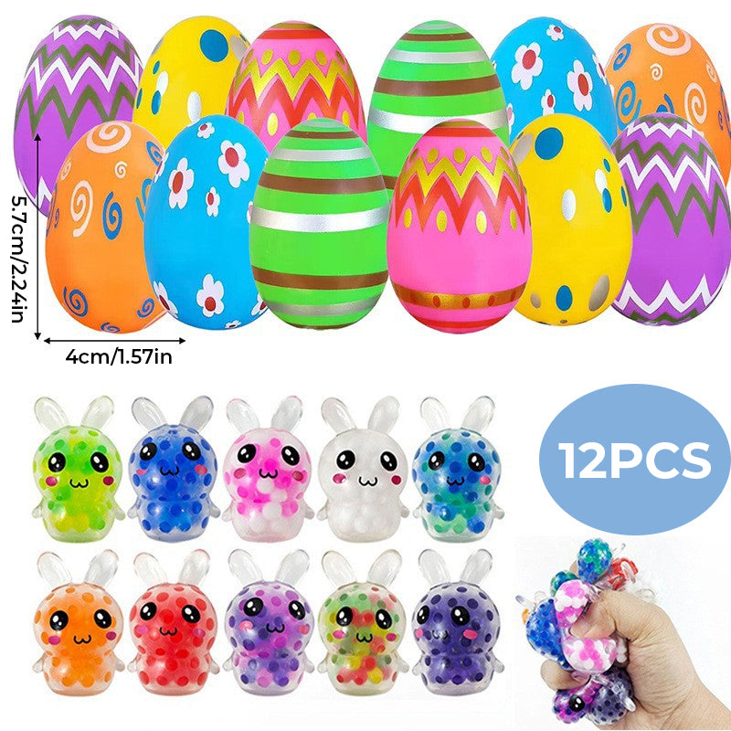 24 Pack Prefilled Easter Eggs with Squeeze Toys