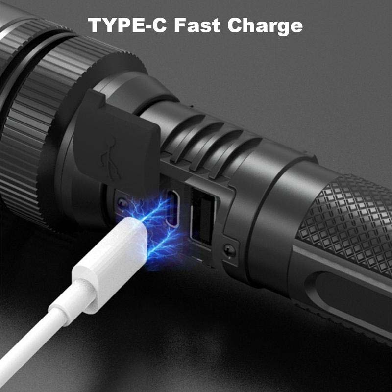 Waterproof Rechargeable Digital Display 2-in-1 Strong Light Flashlight