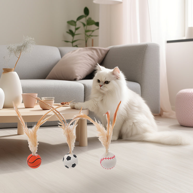 Interactive Feather Ball Toy Set for Cats (3 PCS)