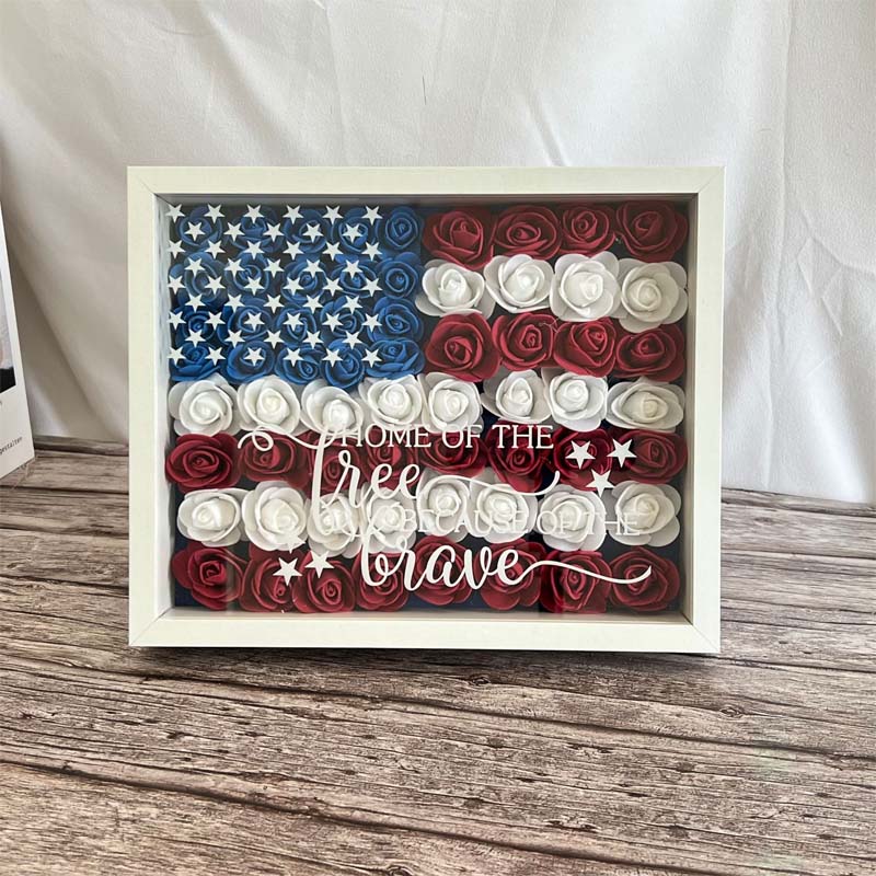 Patriotic Rolled Flower/Gnome Shadow Box