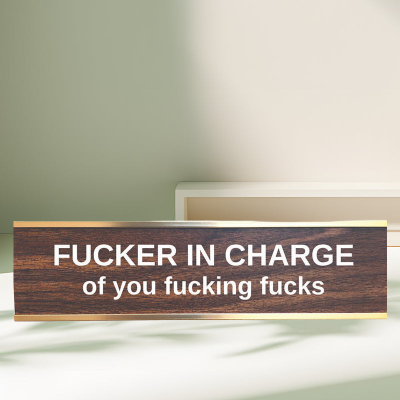 F'er In Charge Of You F'ing F's Desk Sign