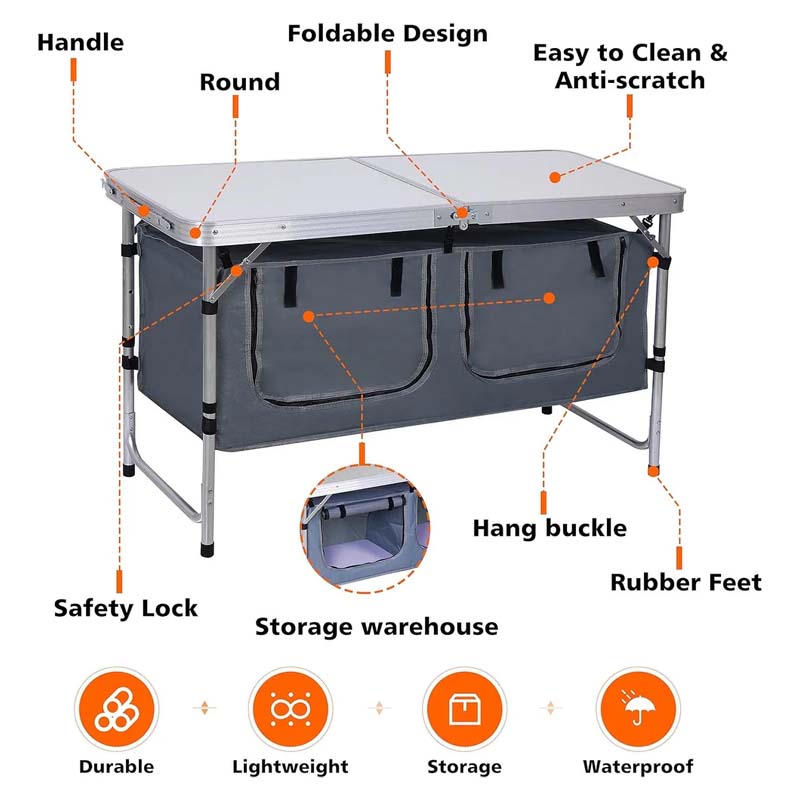 Folding Camping Table with Storage