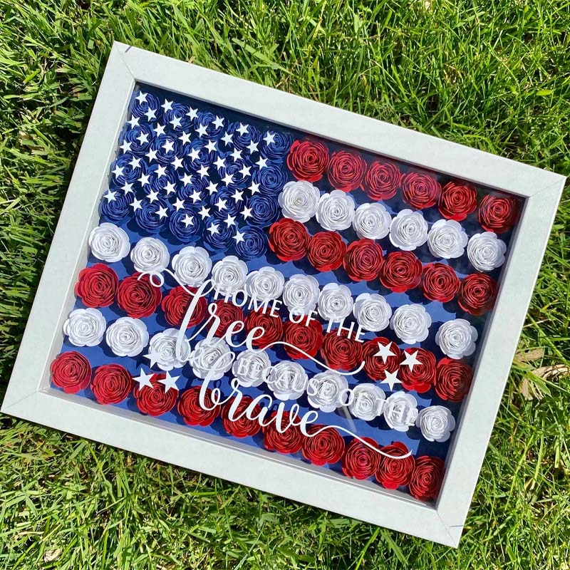 Patriotic Rolled Flower/Gnome Shadow Box