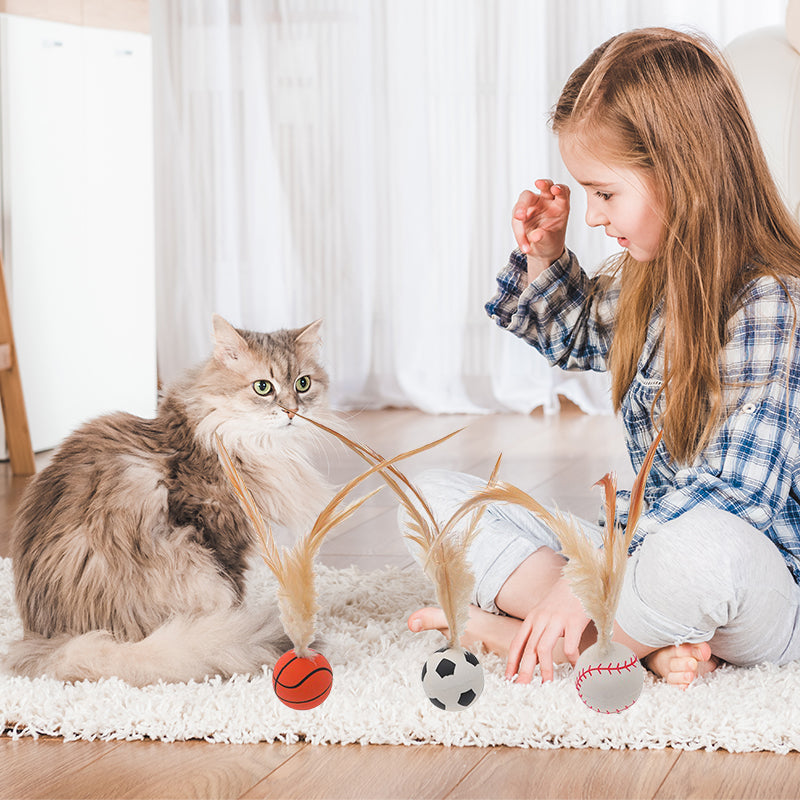 Interactive Feather Ball Toy Set for Cats (3 PCS)