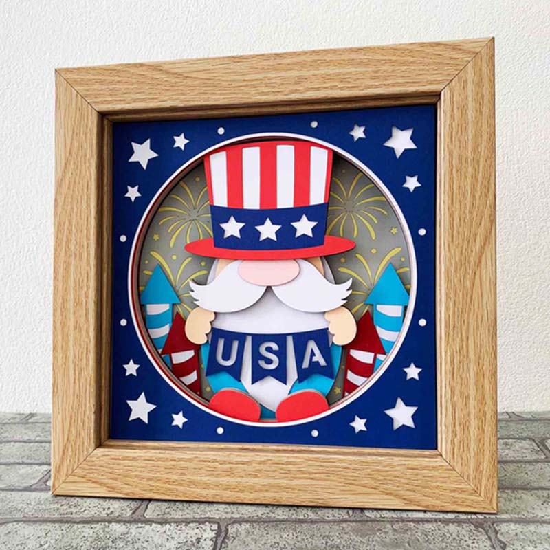 Patriotic Rolled Flower/Gnome Shadow Box