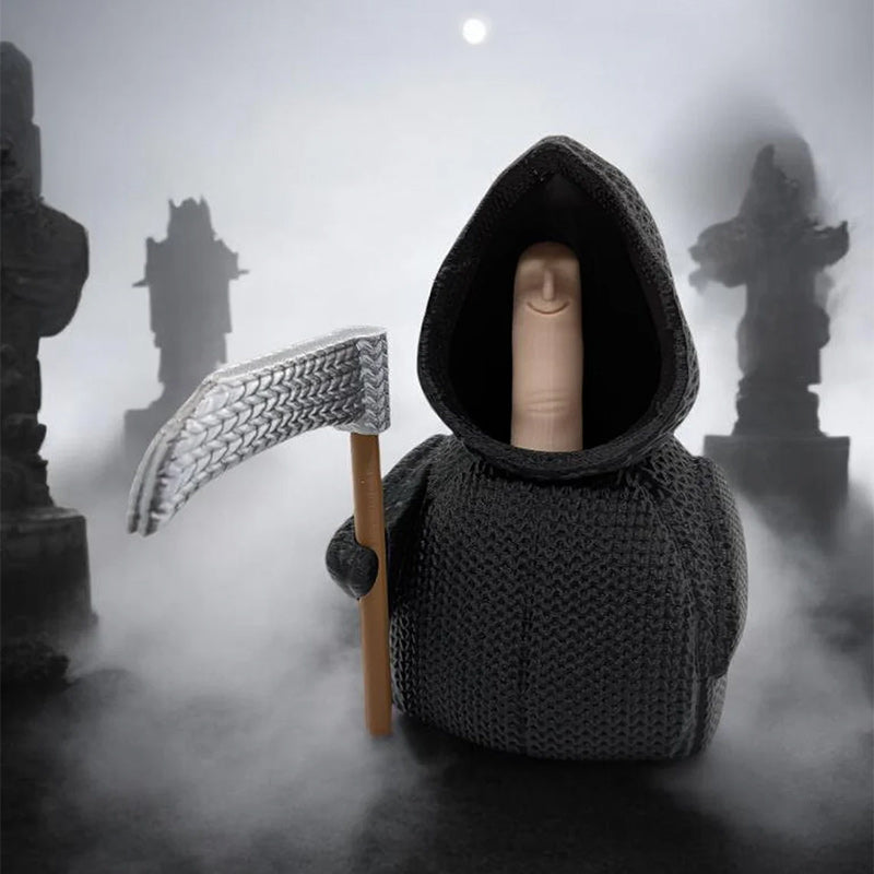 Knitted Grim Reaper Middle Finger Figurine