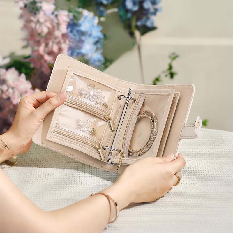 Luxury Leather Portable Jewelry Storage Book