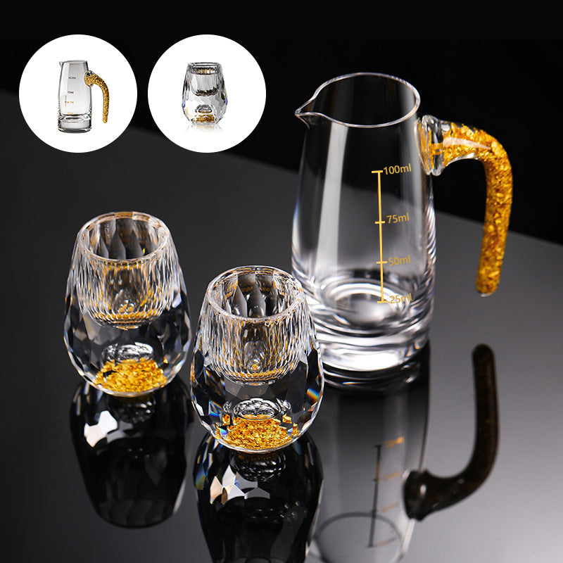 3D Glacier Whiskey Glass Cup Crystal Gold Foil Shot Glasses