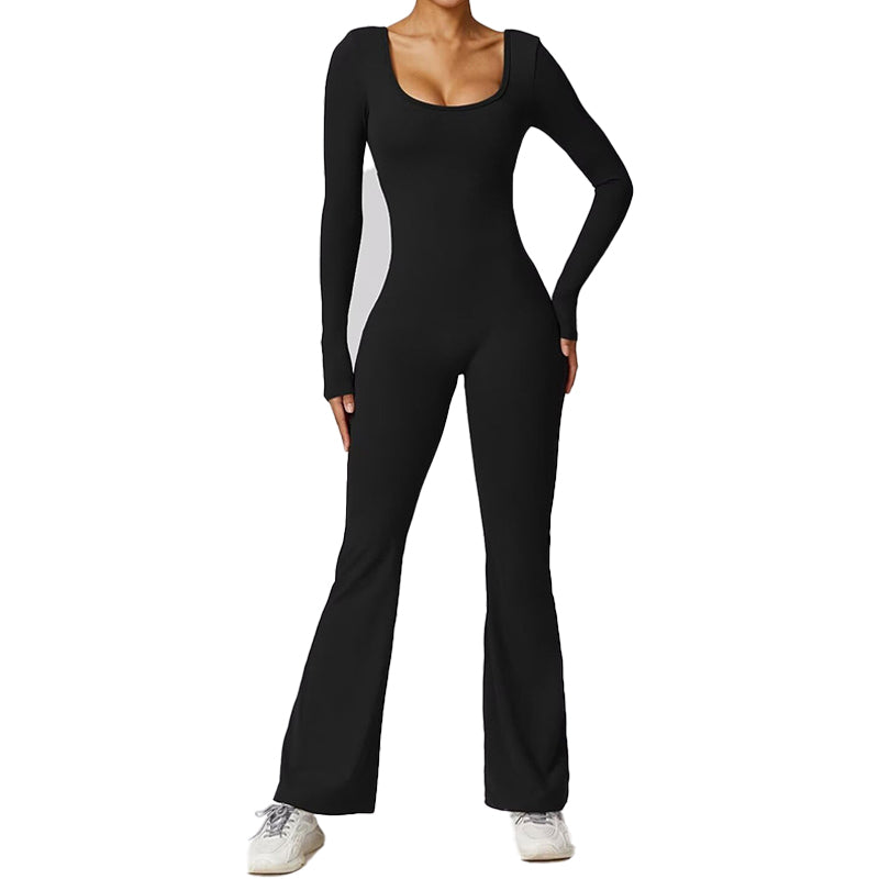 Women's Backless Ruched Sports Jumpsuit