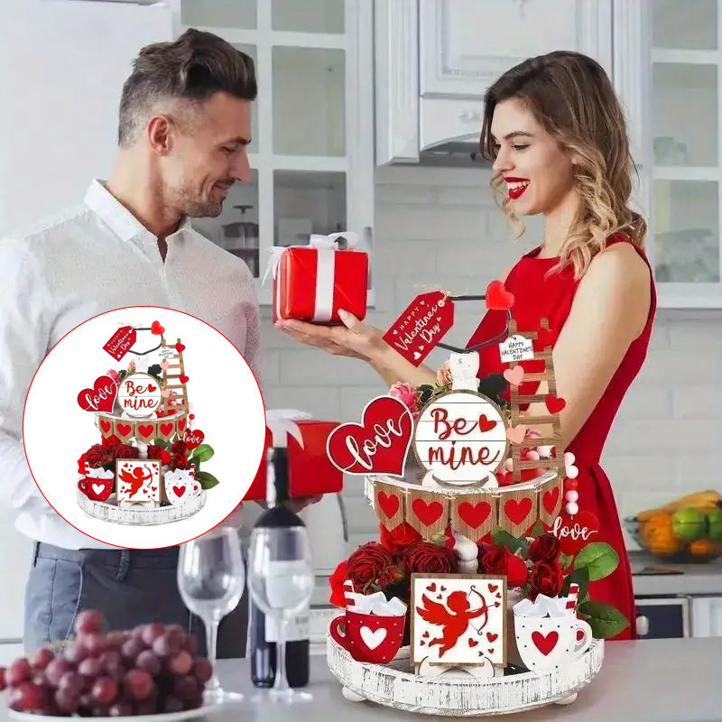 Valentine's Day Tiered Tray Decorations Set