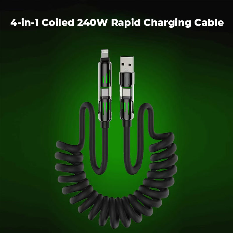 4-in-1 Coiled 240W Rapid Charging Cable