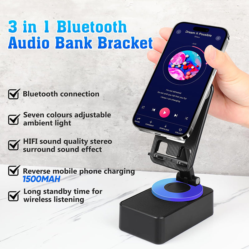 Cell Phone Stand with Wireless Bluetooth Speaker