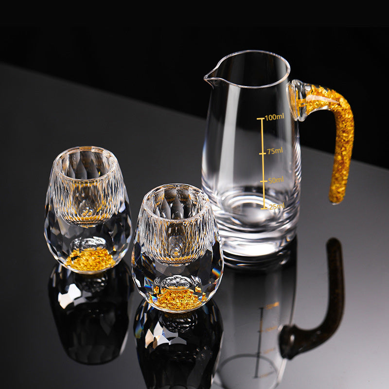 3D Glacier Whiskey Glass Cup Crystal Gold Foil Shot Glasses