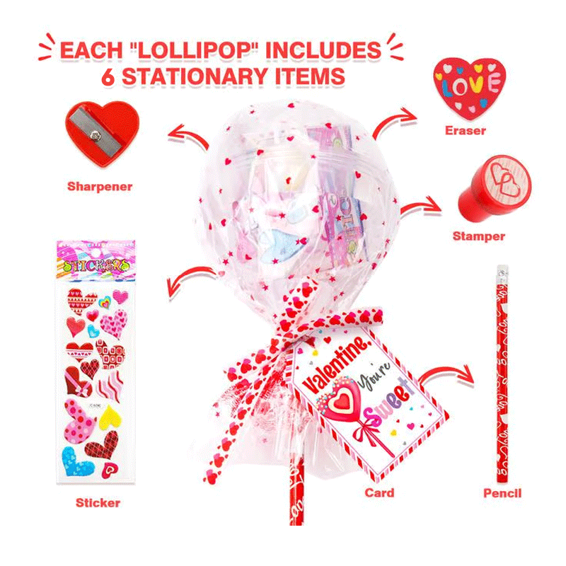 24 Pack Giant Lollipop-Shaped Stationery Set