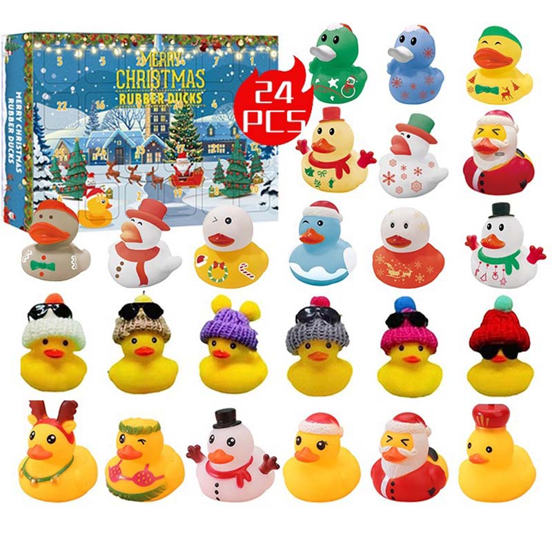 24 Pcs Countdown Christmas Rubber Ducks Advent Calendar