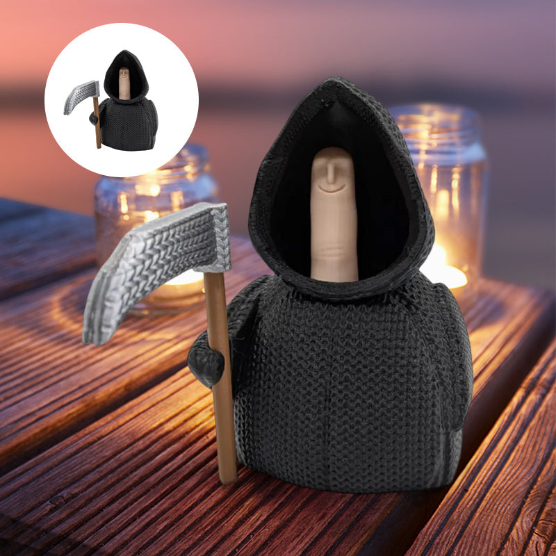 Knitted Grim Reaper Middle Finger Figurine