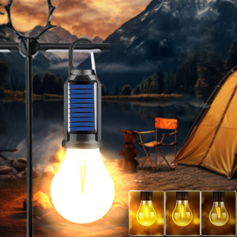 Waterproof LED USB Rechargeable Solar Camping Light Bulb with Hook