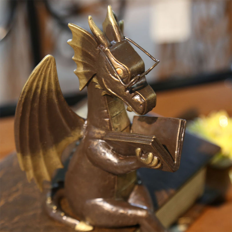 Dragon Reading Book Decorative Statue