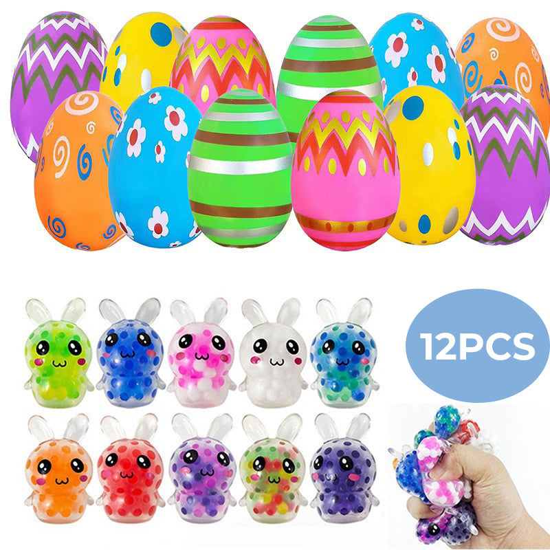 24 Pack Prefilled Easter Eggs with Squeeze Toys