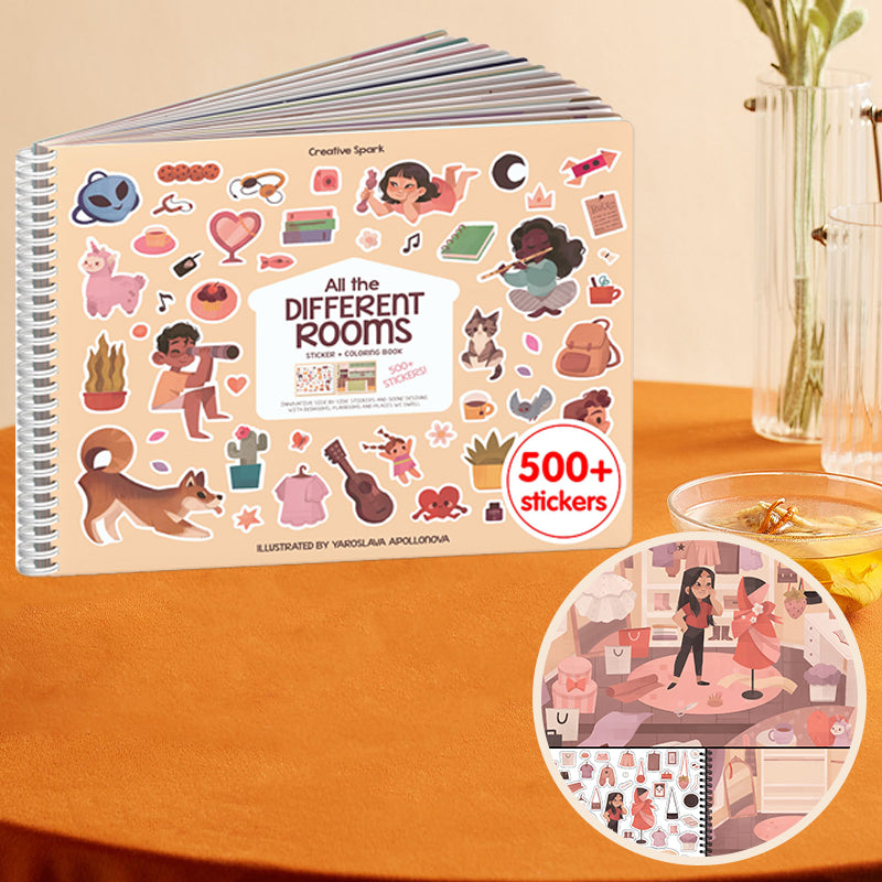 All The Different Rooms Fashion Sticker + Coloring Book