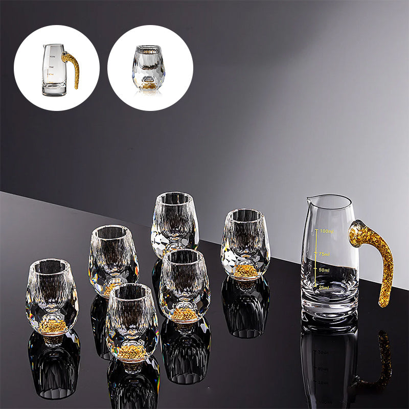 3D Glacier Whiskey Glass Cup Crystal Gold Foil Shot Glasses