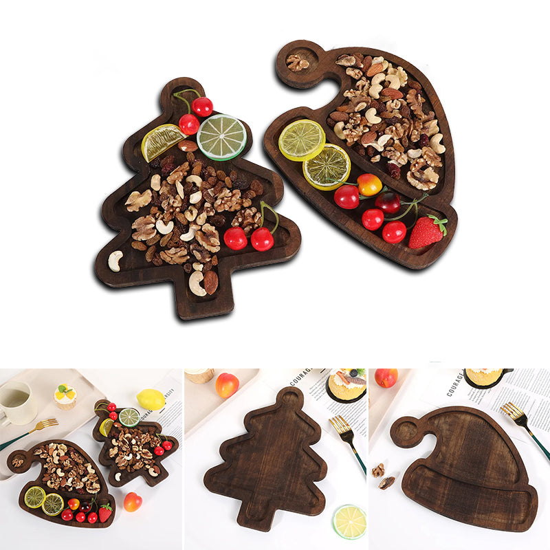 Cute Home Made Wooden Christmas Fruit Dinner Plate