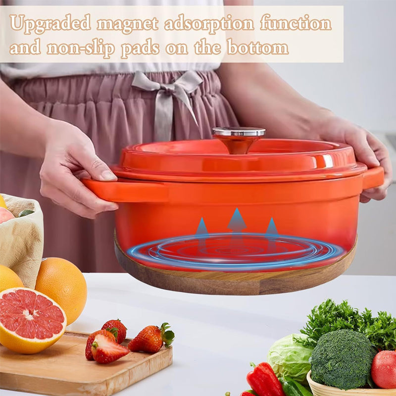 Round Wooden Magnetic Trivet